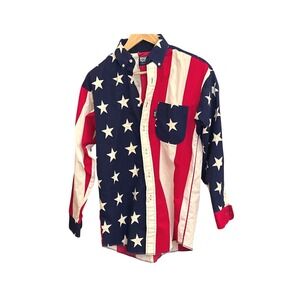 Brooks & Dunn American Flag Western Shirt Men's Small USA Patriotic Rodeo Top